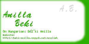 anilla beki business card